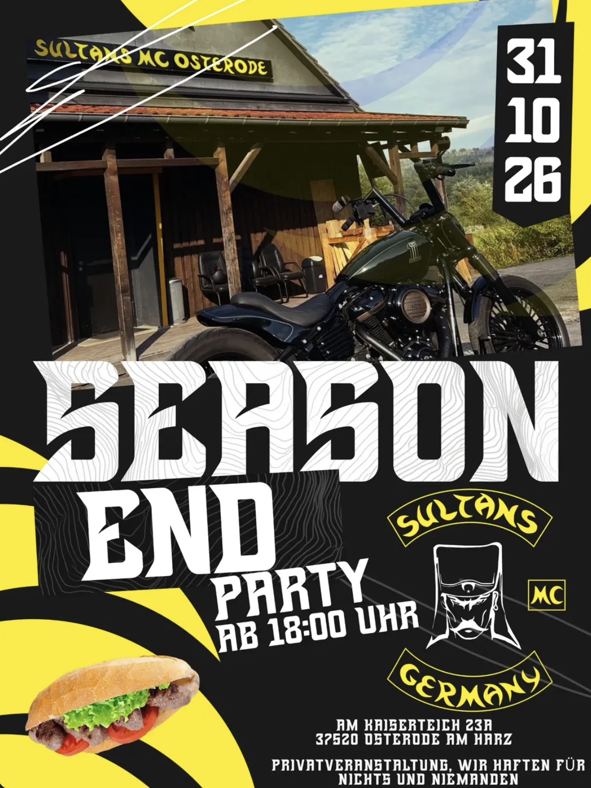 Flyer zur Sultans Saison End Party am 31. Oktober 2026